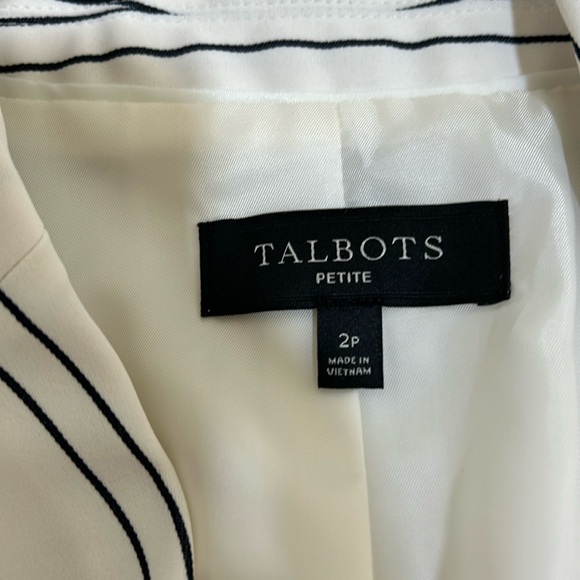TALBOT WOMENS BLAZER JACKET COAT STRIPE WHITE BLACK SIZE 2P - Picture 6 of 12